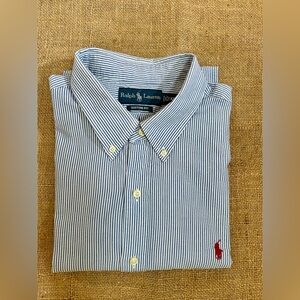Ralph Lauren Navy and White Striped Shirt XXL